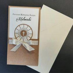 Proste Zaproszenia na Komunię z kokardką K 82