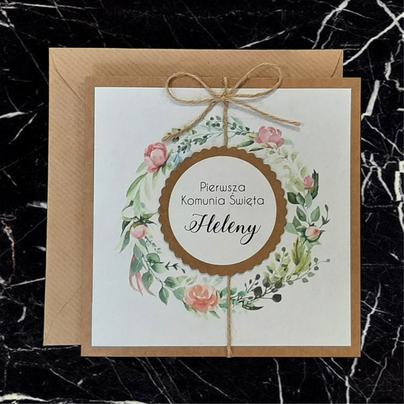 Zaproszenia na Komunię EKO ze złotym elementem K 92