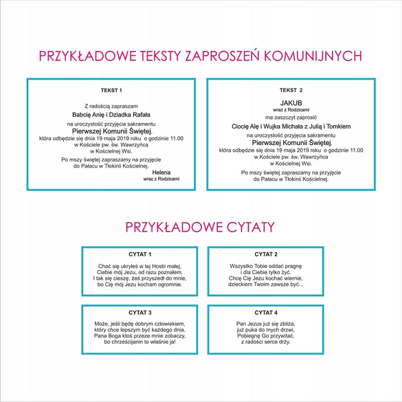 Kwadratowe Zaproszenia na Komunię z wiankiem i eko sznurkiem C 60