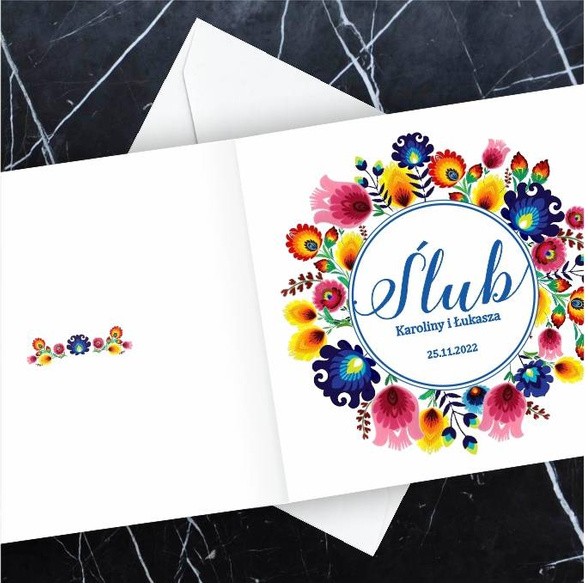 Zaproszenia Ślubne z motywem Folklorowego Wianka C 68