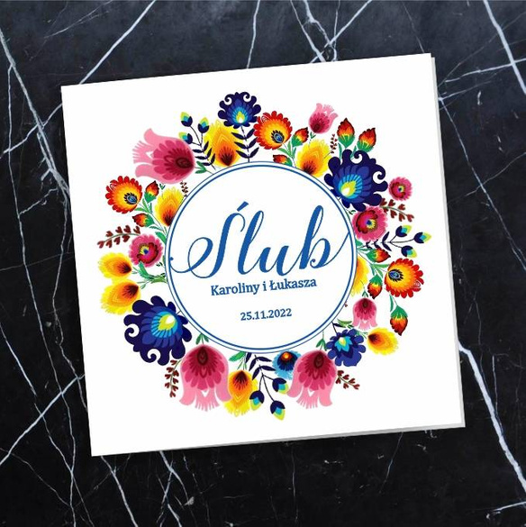 Zaproszenia Ślubne z motywem Folklorowego Wianka C 68