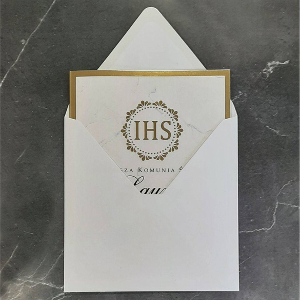 Zaproszenia na Komunię z motywem złotego lustra K 77
