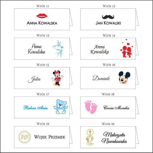 Winietki drukowane prostokątne