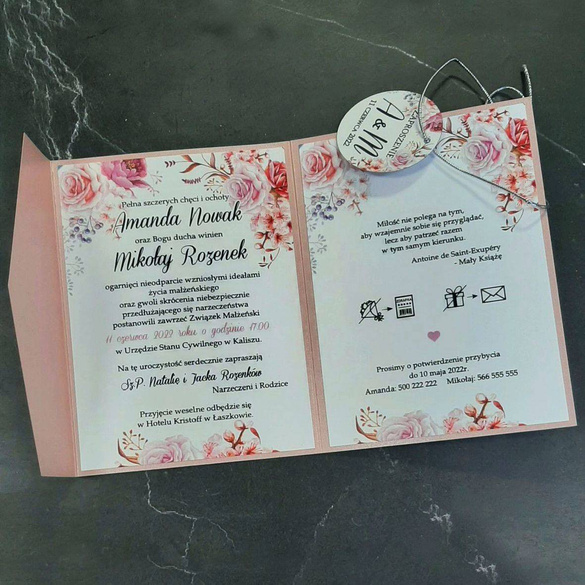 Zaproszenia Ślubne w Metalizowanym Folderze C 102