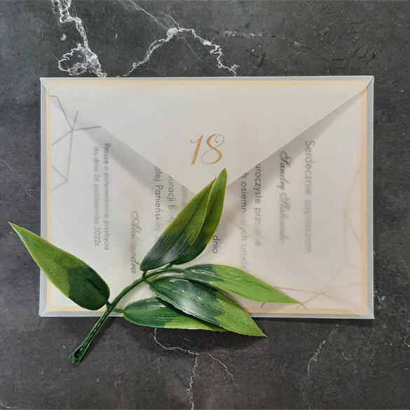 Zaproszenia na 18 Urodziny z Kopertą z Kalki U 30