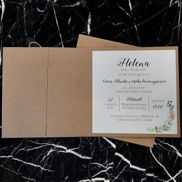 Zaproszenia na Komunię EKO ze złotym elementem K 92