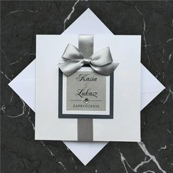 Eleganckie Zaproszenia na Ślub z wstążką i elementem 3D C 35