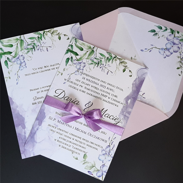 Akwarelowe Zaproszenia Ślubne z Kwiatami C 56