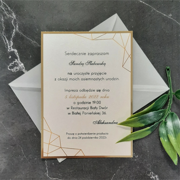 Zaproszenia na 18 Urodziny z Kopertą z Kalki U 30