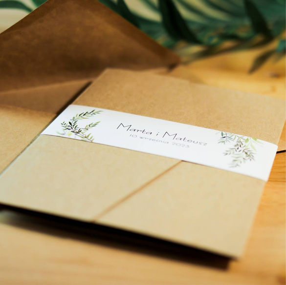 Rustykalne Zaproszenia Ślubne z Roślinnym Motywem C 72