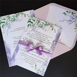 Akwarelowe Zaproszenia Ślubne z Kwiatami C 56