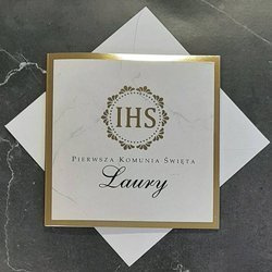 Zaproszenia na Komunię z motywem złotego lustra K 77