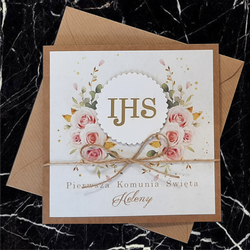 Zaproszenia na Komunię EKO ze złotym elementem  K 92