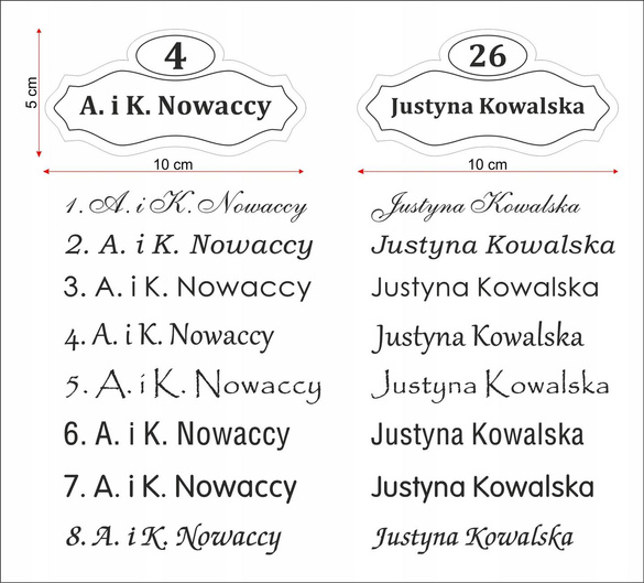 Wizytówka na drzwi Z NUMEREM