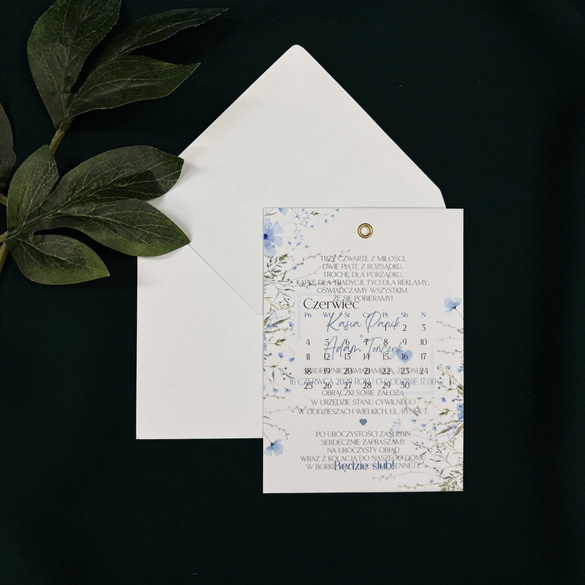 Zaproszenia Ślubne Transparent Kalka + Nit Kalendarz Data Ślubu