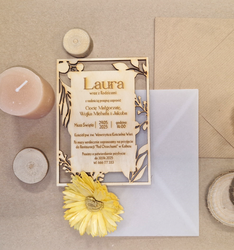 Drewniane Zaproszenia na Komunię