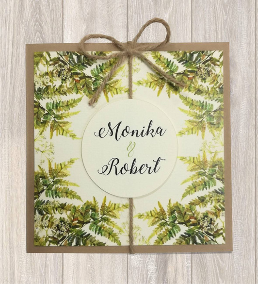 BOHO Zaproszenia na Ślub z eko sznurkiem C 77