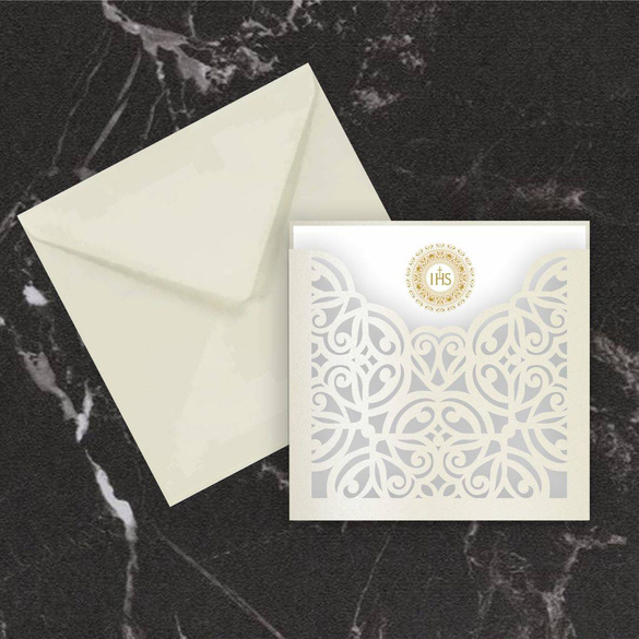 Delikatne Zaproszenia na Komunię z Kopertą Laserową