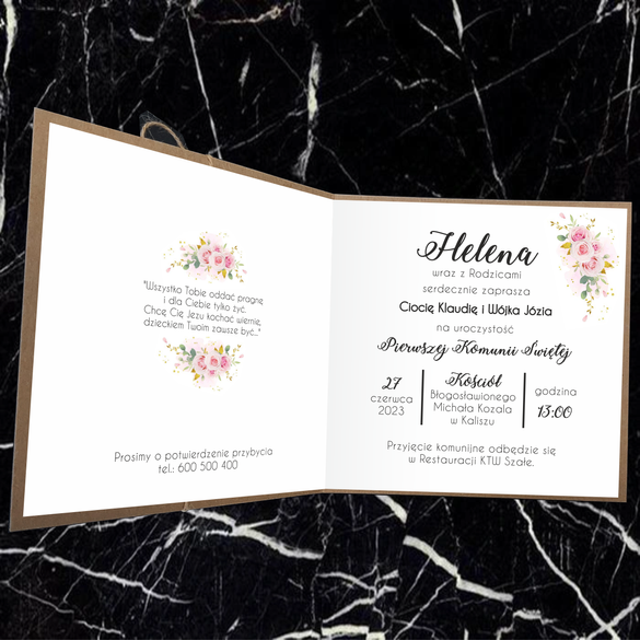 Zaproszenia na Komunię EKO ze złotym elementem K 92