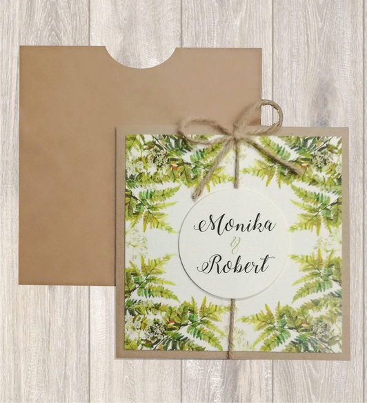 BOHO Zaproszenia na Ślub z eko sznurkiem C 77