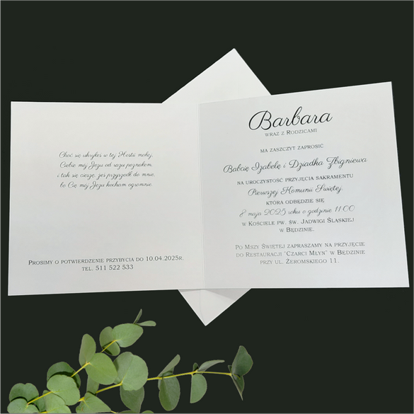 Eleganckie Zaproszenia na Komunię Złoto&Kwiaty K 29