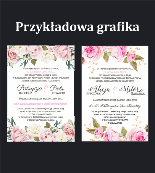 Akwarelowe Zaproszenia Ślubne z Kwiatami C 56