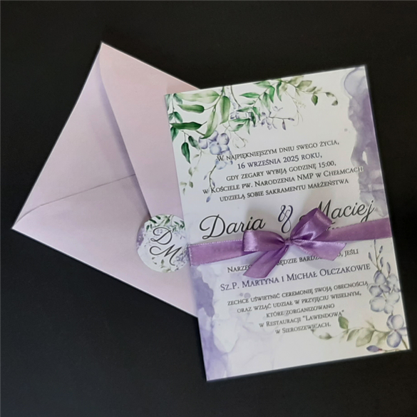 Akwarelowe Zaproszenia Ślubne z Kwiatami C 56